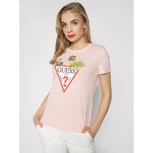 Guess dámské růžové tričko Palm